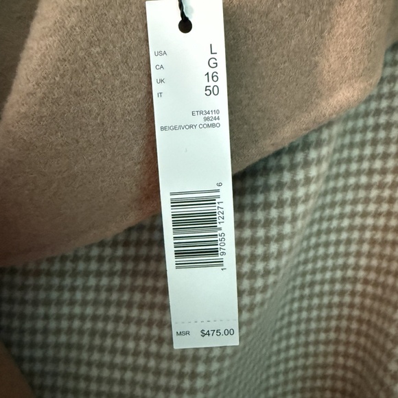 ELIE TAHARI Wool Mini Houndstooth Oversized Collar Belted Wrap Coat - Picture 3 of 5